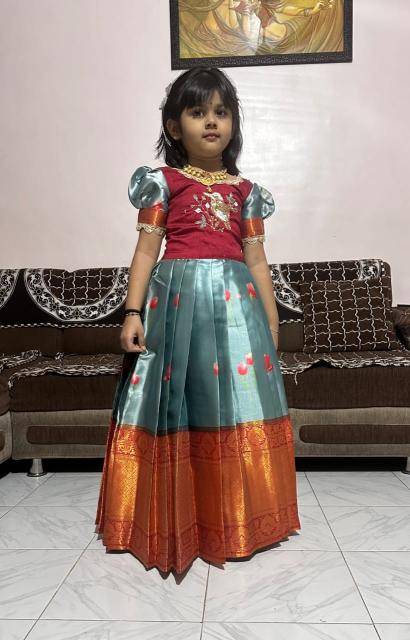kids gown kanjivaram silk Children wear wholesale